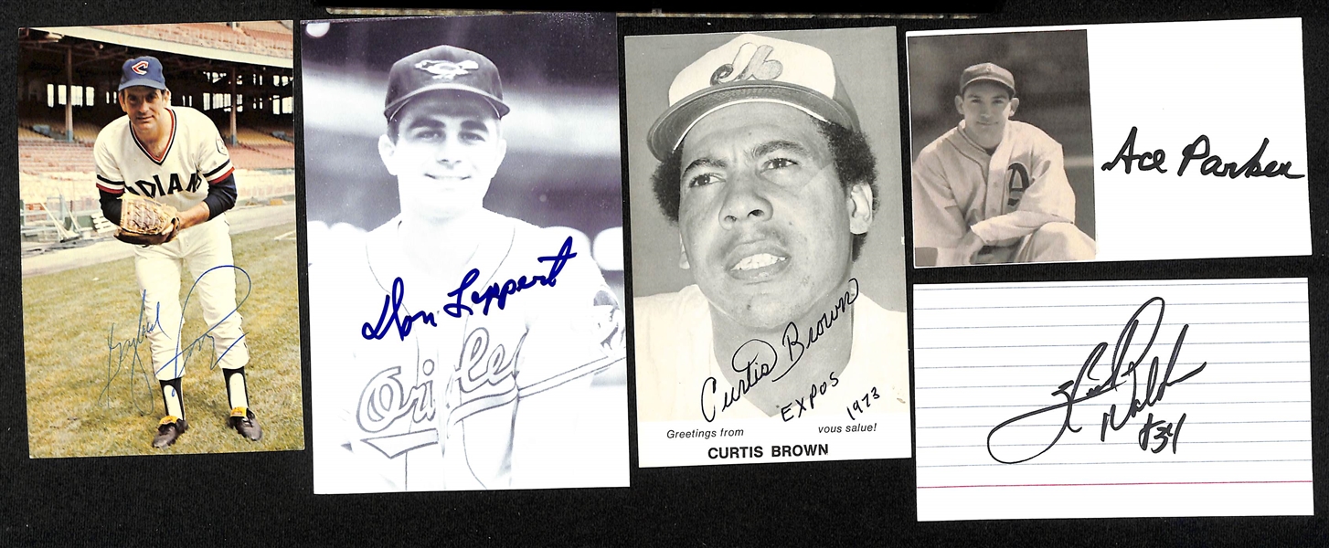 Lot of (150+) Mostly Baseball Autographed Index Cards, Cuts, Photos w. Gaylord Perry, and others (JSA Auction Letter)